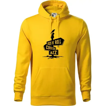 Pánská mikina Kytara rozcestník - Mikina pánská Cape s kapucí - 2XL ( Žlutá )