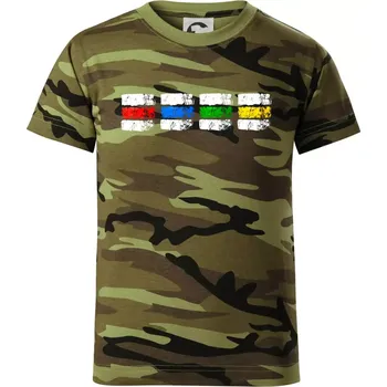 Chlapecké tričko Turistické značky všechny - Dětské maskáčové triko - 146 cm/10 let ( Zelený maskáč )