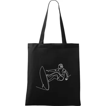 Nákupní taška Surfař na vlně jedním tahem - Taška bavlněná - 42 x 38 cm ( Černá )