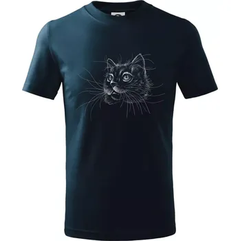 Chlapecké tričko Kočka ilustrace - Tričko dětské bavlněné - 134 cm/8 let ( Námořní modrá (velmi tmavá - téměř černá) )