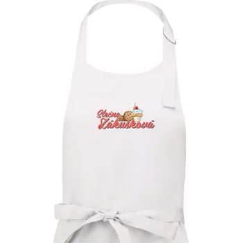Kuchyňská zástěra Slečna zákusková - psací - Dámská zástěra na vaření - Univerzální velikost ( Bílá )