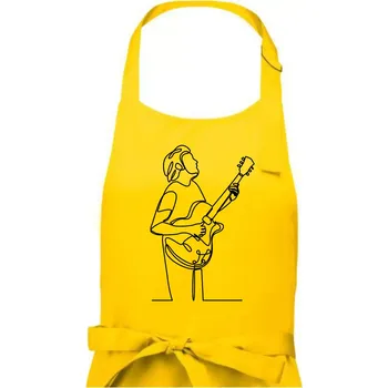 Kuchyňská zástěra Kytarista jedním tahem - Pánská zástěra na vaření - Univerzální velikost ( Žlutá )