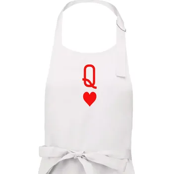 Kuchyňská zástěra Poker Q love - Pánská zástěra na vaření - Univerzální velikost ( Bílá )
