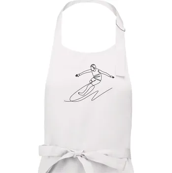 Kuchyňská zástěra Surfování jedním tahem - Dámská zástěra na vaření - Univerzální velikost ( Bílá )