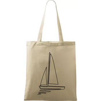 Nákupní taška Plachetnice jedním tahem - Taška bavlněná - 42 x 38 cm ( Naturální )