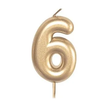 Dortová svíčka ALBI Svíčka dortová zlatá 5 cm číslo 6