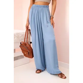 Široké dámské viskózové kalhoty s elastickým pasem z denimu UNI