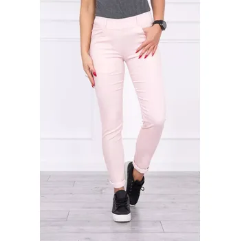 Dámské kalhoty Kalhoty v barvě džínoviny světle pudrově růžové 3XL