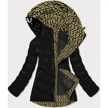 Černá lesklá dámská bunda s ozdobnou podšívkou (xw810x) odstíny černé XXL (44)