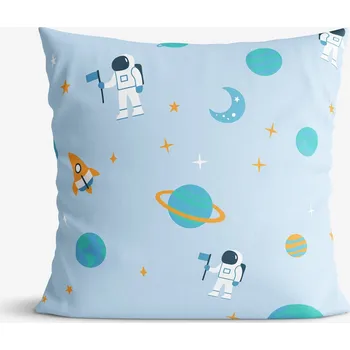 Povlak na dekorativní polštářek Dětský bavlněný povlak na polštář - Kosmonauti ve vesmíru 40 x 40 cm