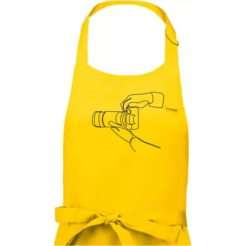 Kuchyňská zástěra Fotograf jedním tahem - Dámská zástěra na vaření - Univerzální velikost ( Žlutá )