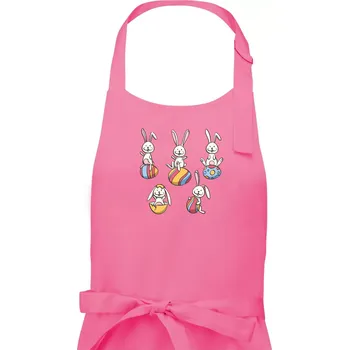 Kuchyňská zástěra Velikonoční zajíci - Dámská zástěra na vaření - Univerzální velikost ( Růžová )