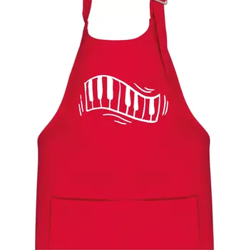 Kuchyňská zástěra Klávesy kreslené - Dětská zástěra na vaření - Univerzální velikost ( Červená )