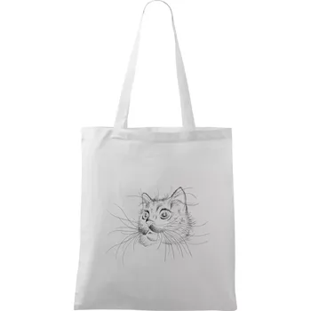 Kočka ilustrace - Taška bavlněná - 42 x 38 cm ( Bílá )