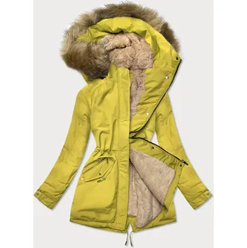 Citrónovo-béžová teplá dámská zimní bunda (w559) odstíny žluté XXL (44)