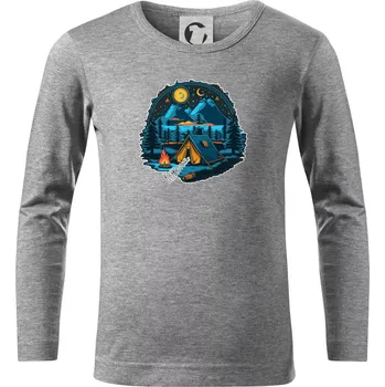 Chlapecké tričko Krkonoše pod stanem - Triko dětské Long Sleeve - 122 cm/6 let ( Tmavě šedý melír )