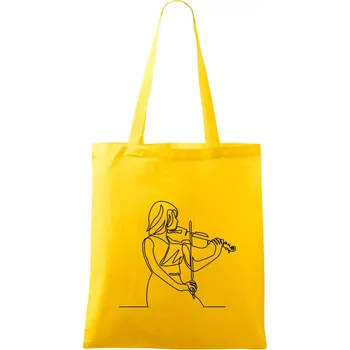 Nákupní taška Houslistka jedním tahem - Taška bavlněná - 42 x 38 cm ( Žlutá )
