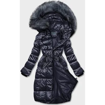 Tmavě modrá dámská metalická zimní bunda (B8073-3) odstíny modré XXL (44)