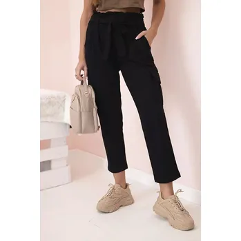 Dámské kalhoty Dámské cargo kalhoty s vysokým pasem černý UNI