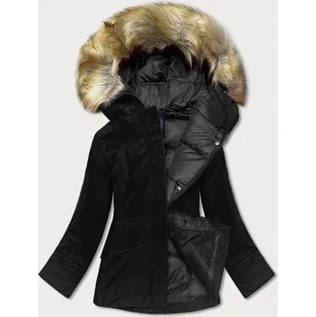 Černá dámská zimní bunda s kapucí (j9-066) odstíny černé S (36)