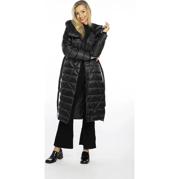 Dámský kabát Černý dámský prošívaný kabát s kapucí (AG1-J9069) odstíny černé XXL (44)