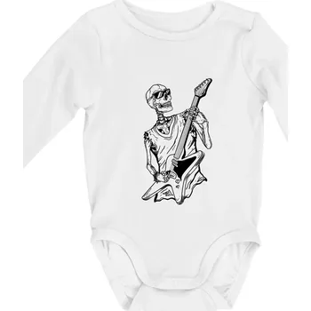 Kojenecký body Kytara kostra - Body kojenecké s dlouhým rukávem - Dlouhý r. do 3 měs ( Bílá )