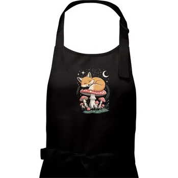 Kuchyňská zástěra Liška na houbě - Pánská zástěra na vaření - Univerzální velikost ( Černá )