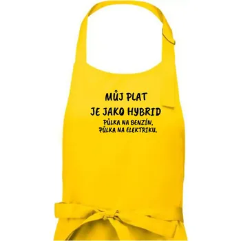 Kuchyňská zástěra Můj plat jako hybrid - Pánská zástěra na vaření - Univerzální velikost ( Žlutá )