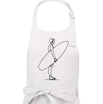 Kuchyňská zástěra Surfař stojící jedním tahem - Dámská zástěra na vaření - Univerzální velikost ( Bílá )