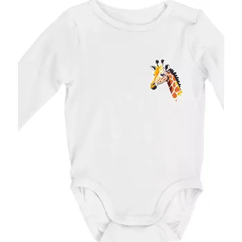 Žirafa na prsu - Body kojenecké s dlouhým rukávem - Dlouhý r. 3-6 měs ( Bílá )