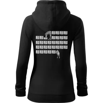 Dámská mikina Zebra dlouhá - Dámská mikina trendy zipper s kapucí - 2XL ( Černá )