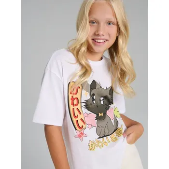 Dívčí tričko Sinsay - Tričko s krátkým rukávem - bílá - 489FV-00X - 489FV-00X-146