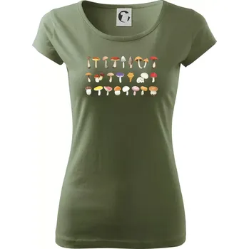Dámské tričko Houby barevné - Dámské triko Pure - S ( Khaki )