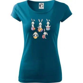 Dámské oblečení Velikonoční zajíci - Dámské triko Pure - M ( Petrolejová )