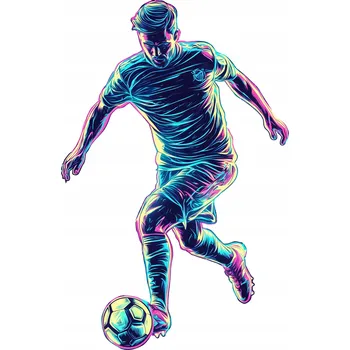 Samolepící dekorace Samolepka na zeď Fotbalista Neon Dekorace do pokoje teenagera Fotbal XXL