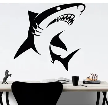 Samolepící dekorace Žralok bílý - vinylová samolepka na zeď 80x76cm