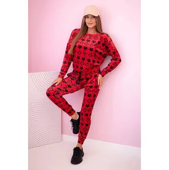 Dámská souprava z veluru s monogramem červený UNI