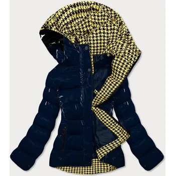 Tmavě modro/žlutá dámská prošívaná bunda (w807#) odstíny modré XXL (44)