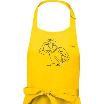 Kuchyňská zástěra Posilování biceps jedním tahem - Dámská zástěra na vaření - Univerzální velikost ( Žlutá )