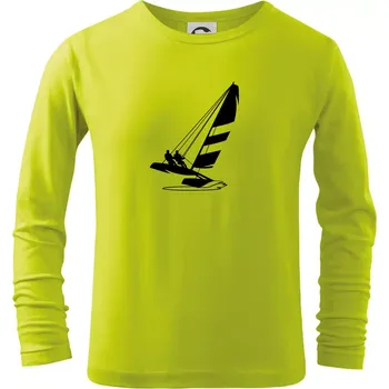 Dětská móda Katamarán na vodě - Triko dětské Long Sleeve - 134 cm/8 let ( Limetková )