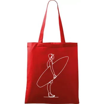 Nákupní taška Surfař stojící jedním tahem - Taška bavlněná - 42 x 38 cm ( Červená )