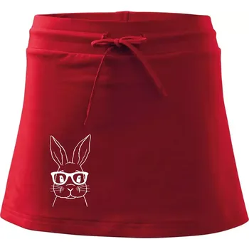Dámská sukně Králík s brýlemi - Sportovní sukně - two in one - XL ( Červená )