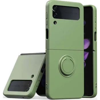 Pouzdro na mobilní telefon Silikonový ochranný obal s držákem na prst Samsung Galaxy Z Flip7 FE 5G - světle zelený