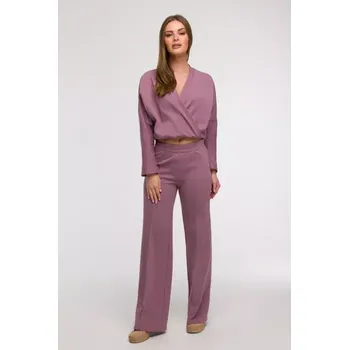 Dámské kalhoty B296 Kalhoty s širokými nohavicemi a předními švy - heather EU L