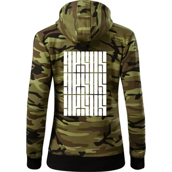 Dámská mikina Jesus nápis - Dámská mikina trendy zipper s kapucí - S ( Zelený maskáč )