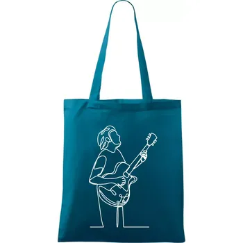 Kytarista jedním tahem - Taška bavlněná - 42 x 38 cm ( Petrolejová )