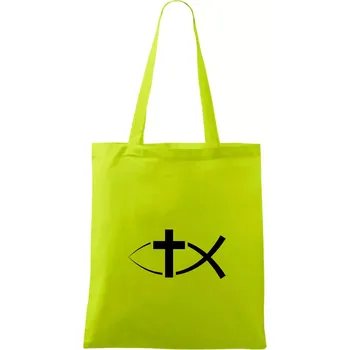 Ježíšova ryba - Taška bavlněná - 42 x 38 cm ( Limetková )