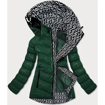 Zelená lesklá dámská bunda s ozdobnou podšívkou (xw810x) odstíny zelené XL (42)