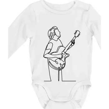 Kytarista jedním tahem - Body kojenecké s dlouhým rukávem - Dlouhý r. do 3 měs ( Bílá )
