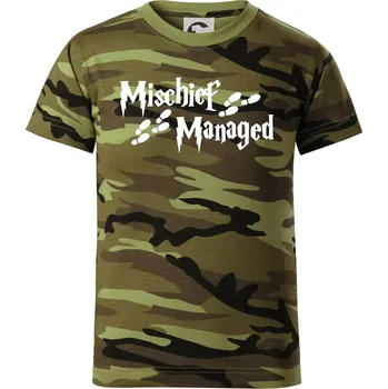 Chlapecké tričko Harry - Mischief Managed - Dětské maskáčové triko - 122 cm/6 let ( Zelený maskáč )
